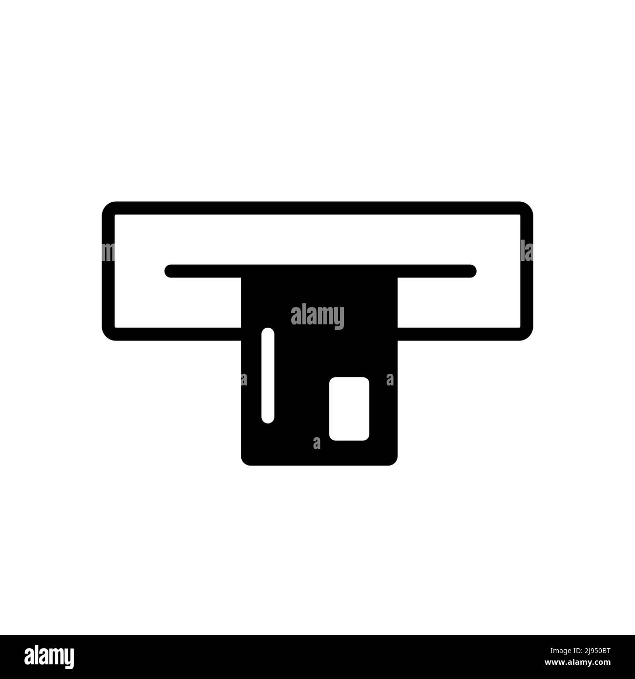 Ligne noire de l'icône ATM avec fond blanc. Pixel Perfect vecteur simple Illustration de Vecteur