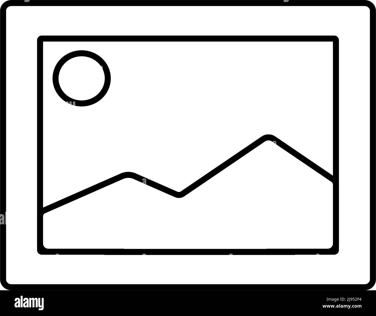 Icône d'image paysage ligne noire avec fond blanc. Pixel Perfect vecteur simple Illustration de Vecteur
