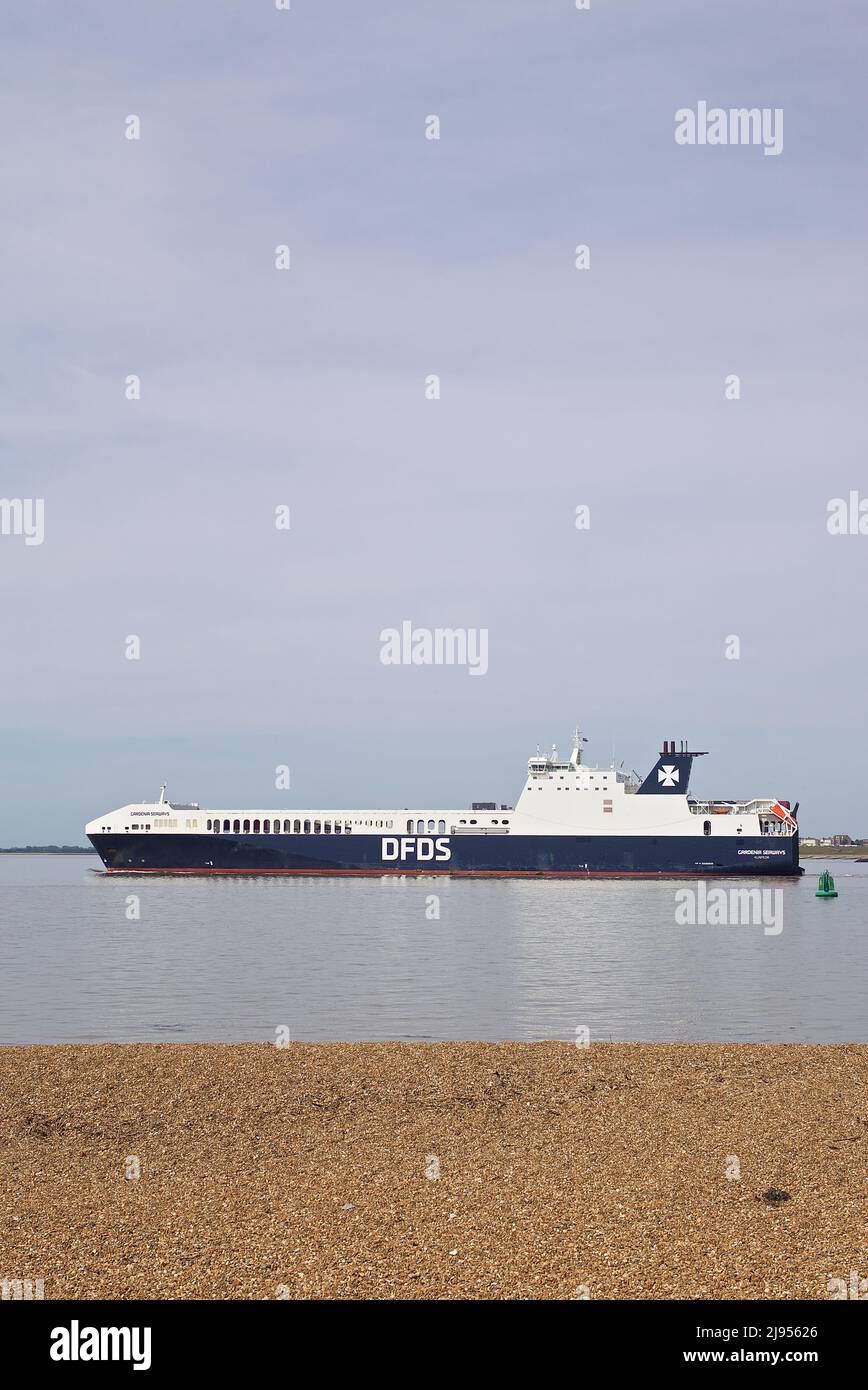 RO-RO (Roll On - Roll Off) cargo Gardenia Seaways quittant le port de Felixstowe, Suffolk, Royaume-Uni. Banque D'Images