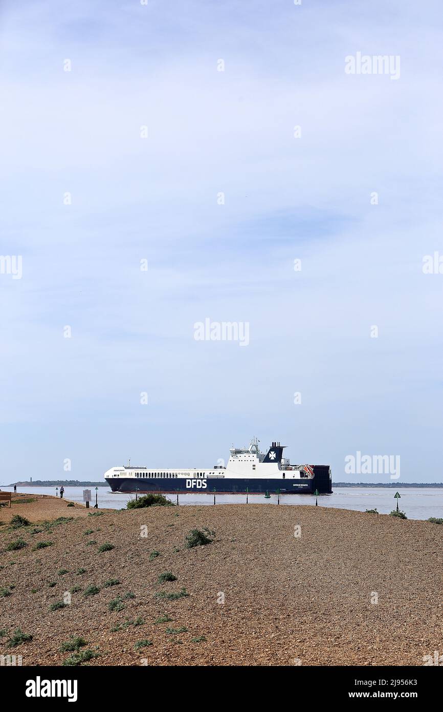 RO-RO (Roll On - Roll Off) cargo Gardenia Seaways quittant le port de Felixstowe, Suffolk, Royaume-Uni. Banque D'Images