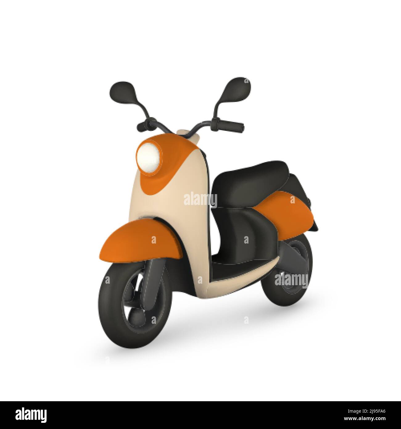 scooter rétro 3d sur fond blanc. Scooter à moteur classique. Illustration vectorielle. Illustration de Vecteur