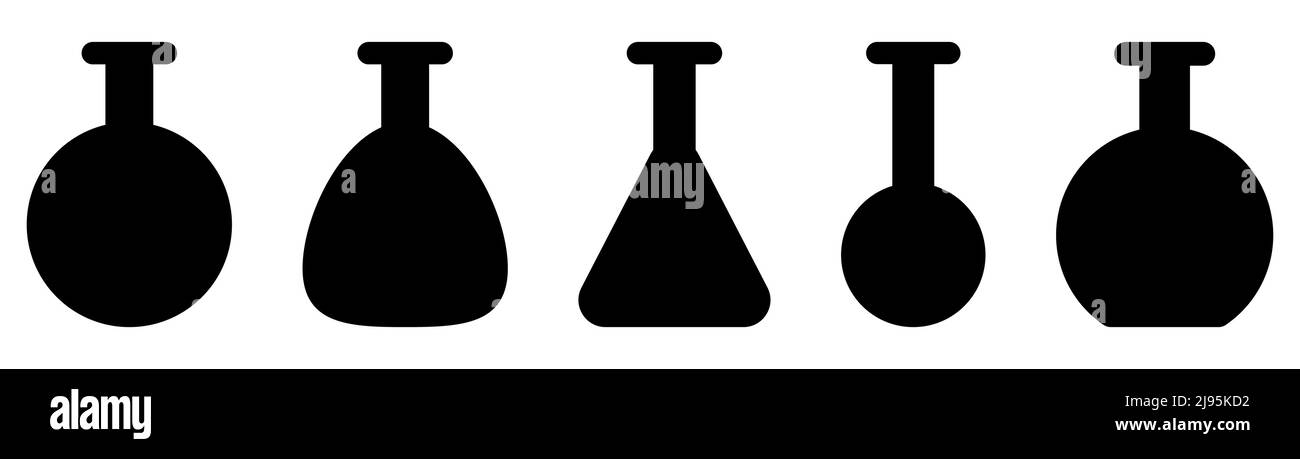Ensemble d'icônes de tube à essai chimique. Équipement de laboratoire chimique. Illustration vectorielle isolée sur fond blanc Illustration de Vecteur