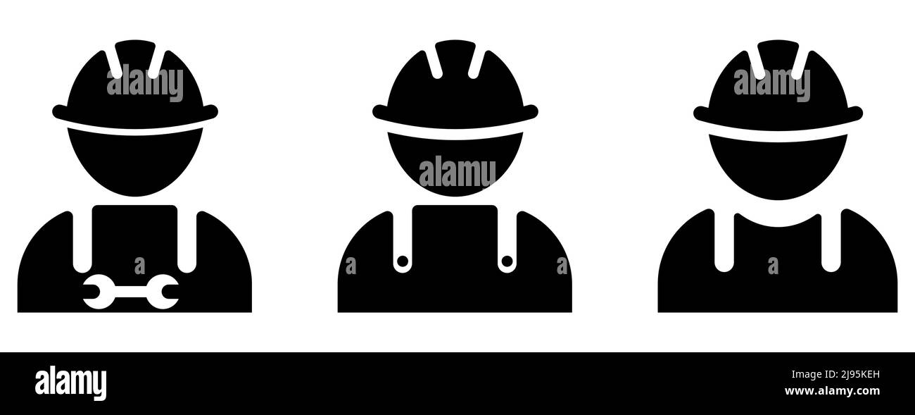 Ensemble de l'icône du travailleur de la construction. Symbole pour la conception, le logo, l'application, l'interface utilisateur de votre site Web. Illustration vectorielle, EPS10 Illustration de Vecteur