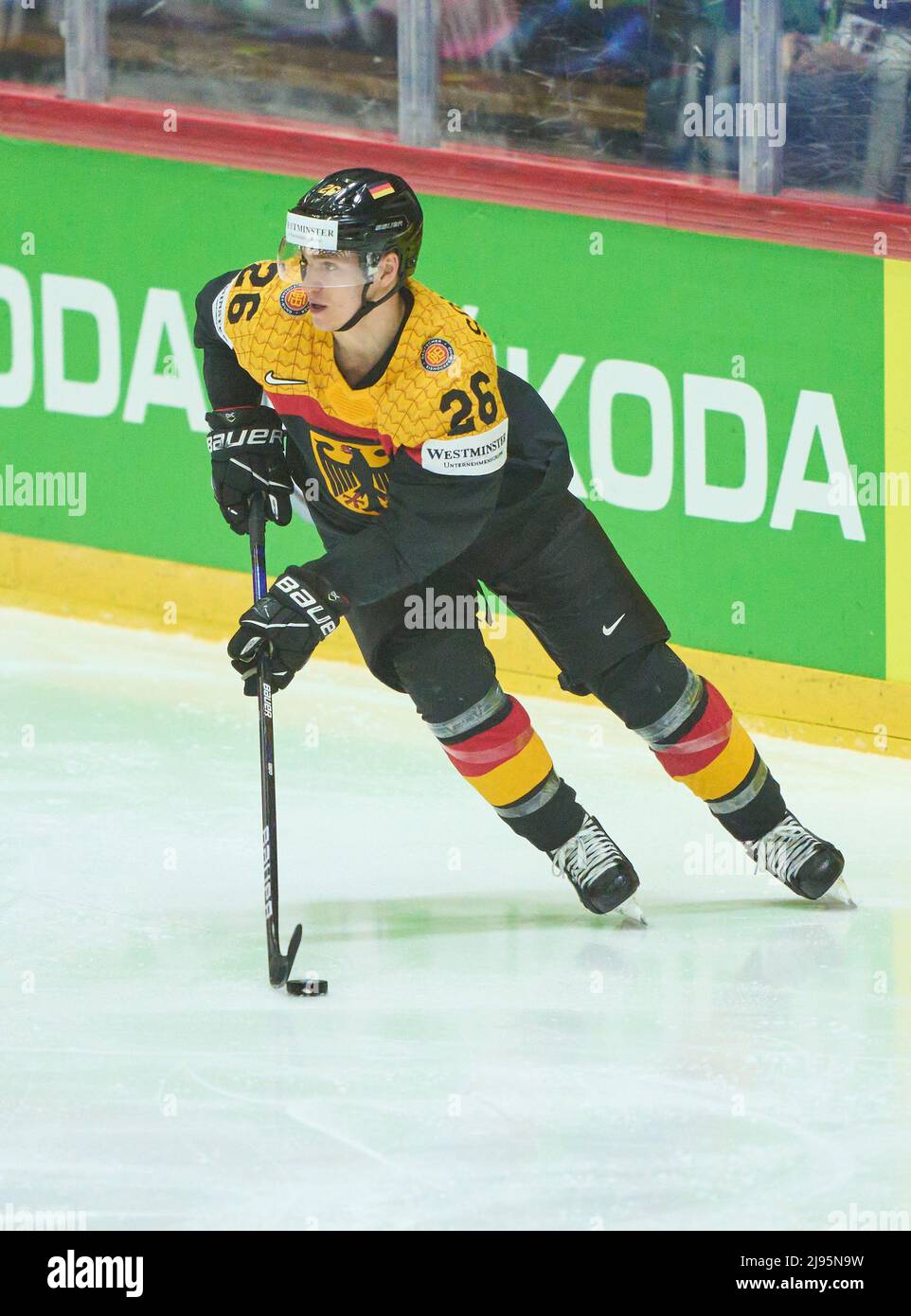 Samuel Soramies Nr.26 de l'Allemagne dans le match ALLEMAGNE - ITALIE 9-4 du CHAMPIONNAT DU MONDE DE HOCKEY SUR GLACE de l'IIHF Groupe B à Helsinki, Finlande, 20 mai 2022, saison 2021/2022 © Peter Schatz / Alamy Live News Banque D'Images