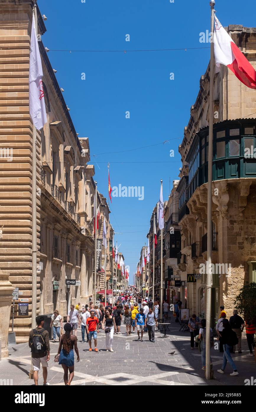 Rue de la République, La Valette, Malte Banque D'Images