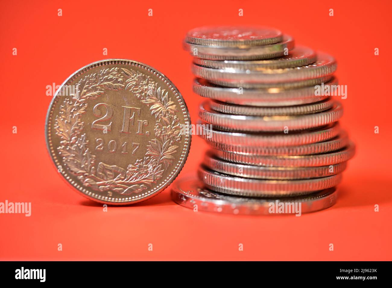 gros plan sur les pièces de monnaie suisses Banque D'Images