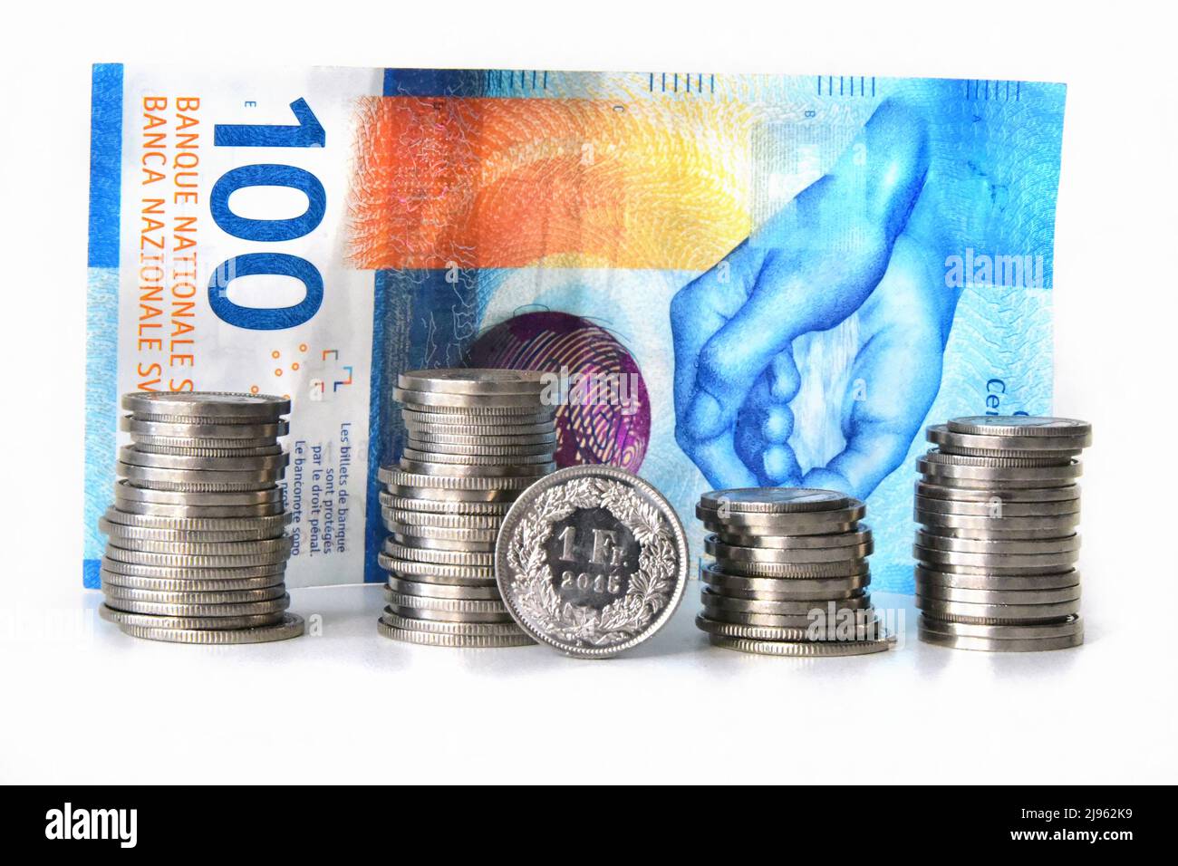 monnaie suisse francs pièces et billets Banque D'Images