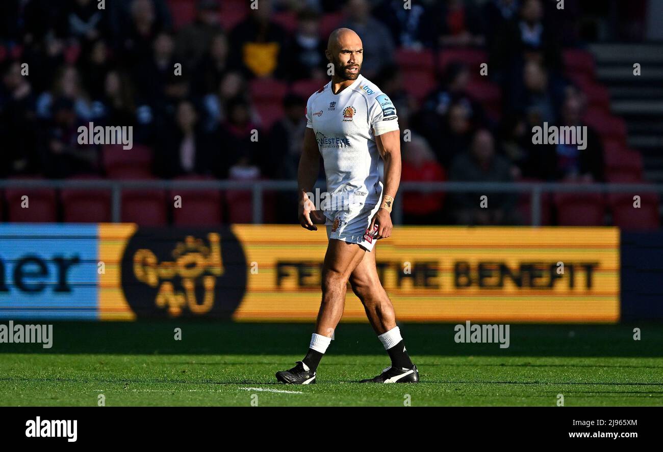 Bristol, Royaume-Uni. 20th mai 2022. Rugby, premier ministre. Bristol porte les V Exeter Chiefs. Stade Ashton Gate. Bristol. Olly Woodburn (Exeter Chiefs) pendant le Bristol Bears V Exeter Chiefs. Match de rugby Gallagher Premiership. Credit: Sport en images/Alamy Live News Banque D'Images