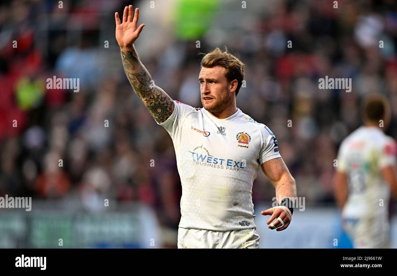 Bristol, Royaume-Uni. 20th mai 2022. Rugby, premier ministre. Bristol porte les V Exeter Chiefs. Stade Ashton Gate. Bristol. Stuart Hogg (Exeter Chiefs) pendant le Bristol Bears V Exeter Chiefs. Match de rugby Gallagher Premiership. Credit: Sport en images/Alamy Live News Banque D'Images