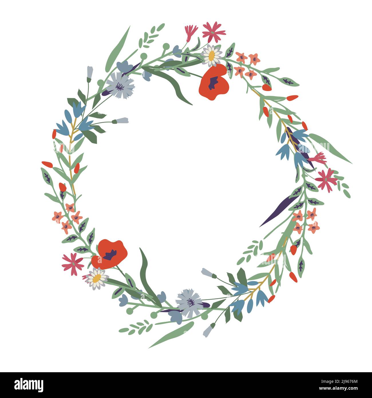 Couronne décorative simple à fleurs vectorielles Illustration de Vecteur