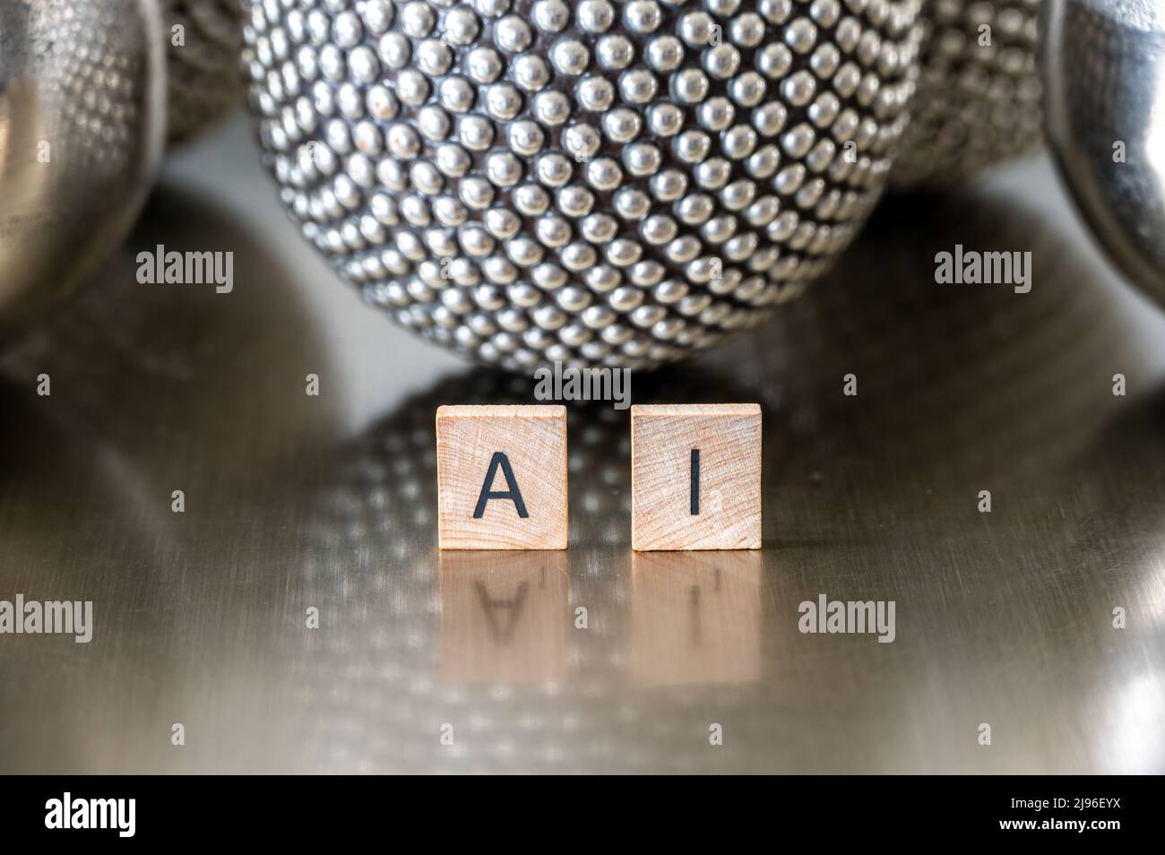 Concept ai (Intelligence artificielle) avec lettrage de carreaux, Banque D'Images