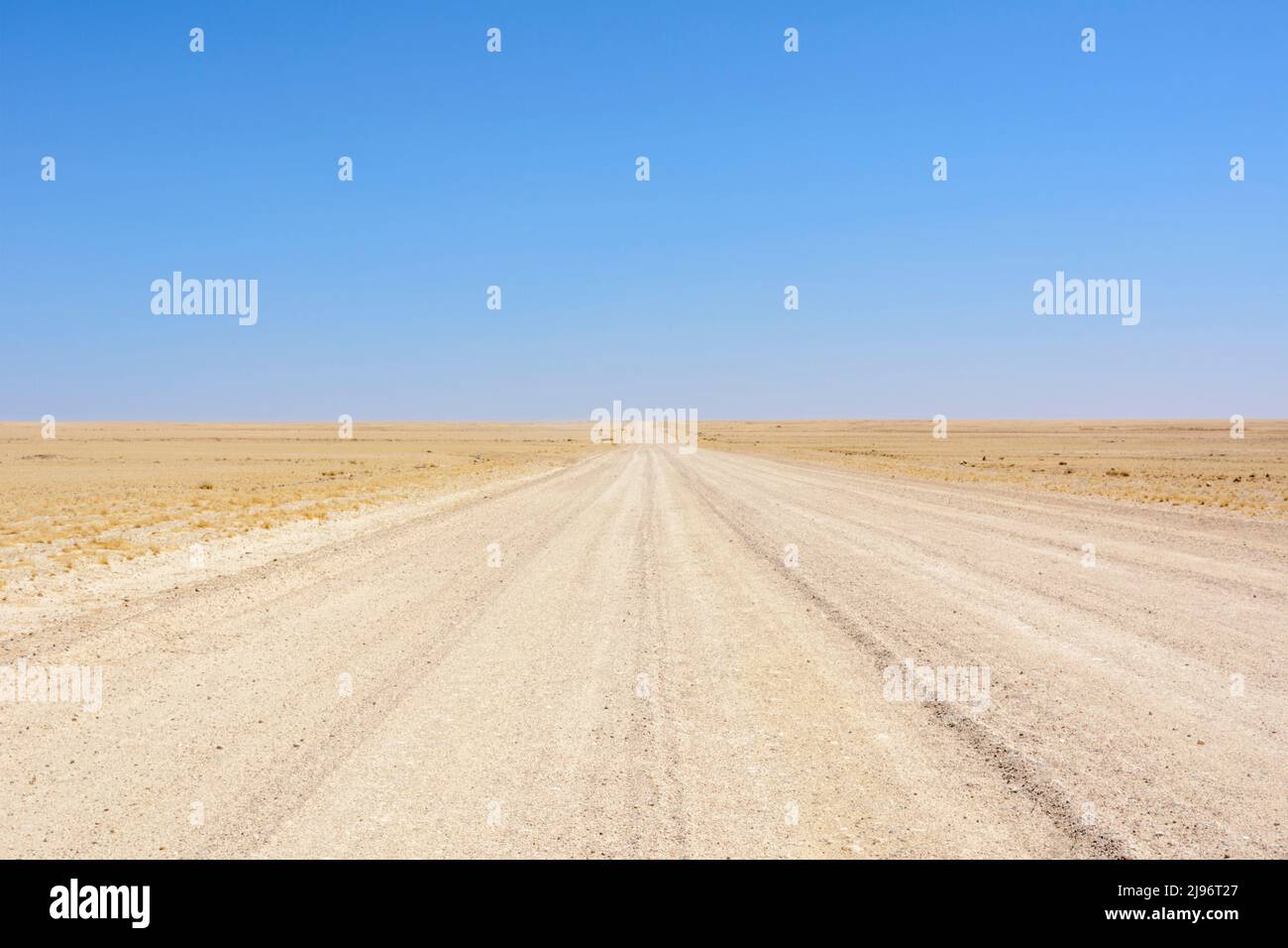 Vue sur le paysage des horizons sans fin vus en conduisant la route namibienne C14 de Solitaire à Walvis Bay, Namibie, Afrique du Sud-Ouest Banque D'Images