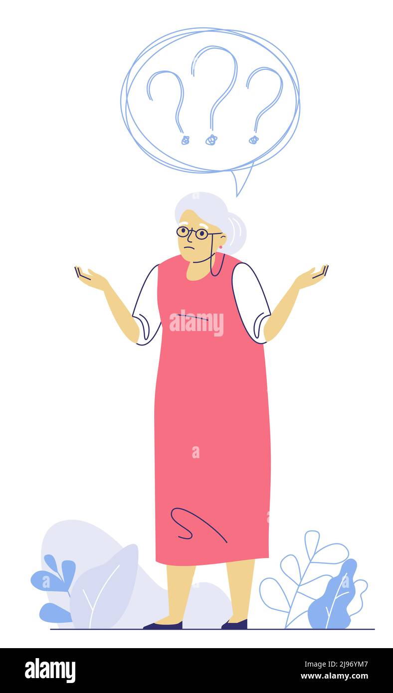 Femme âgée atteinte de la maladie d'alzheimer. Symbole de problème mental, perte de mémoire. Illustration de Vecteur