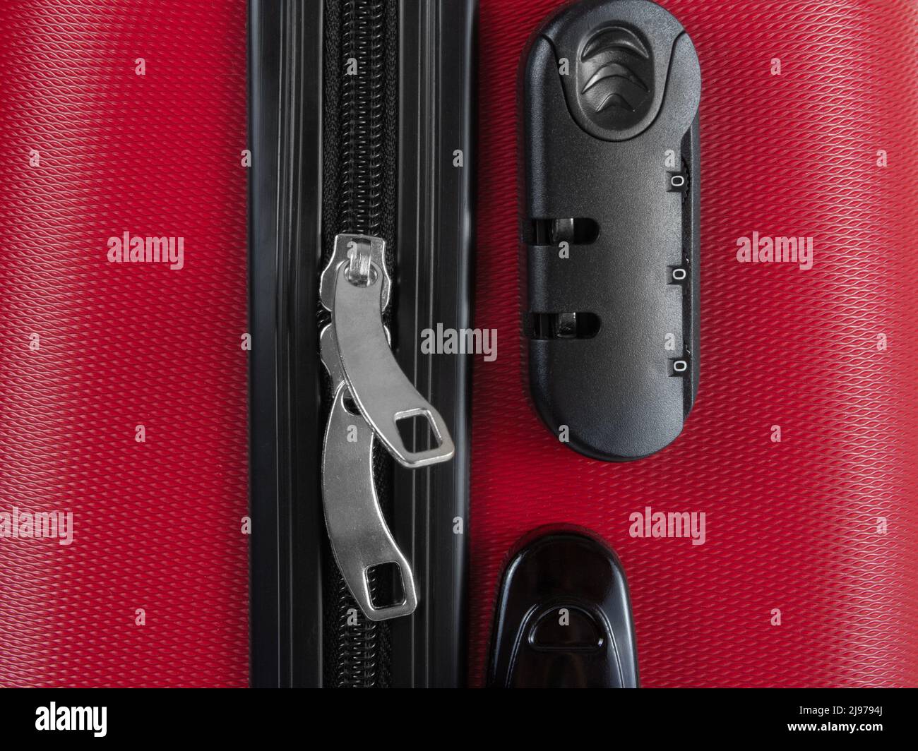 Fermeture à glissière avec verrouillage par code. Sécurité des objets dans un sac de voyage Banque D'Images
