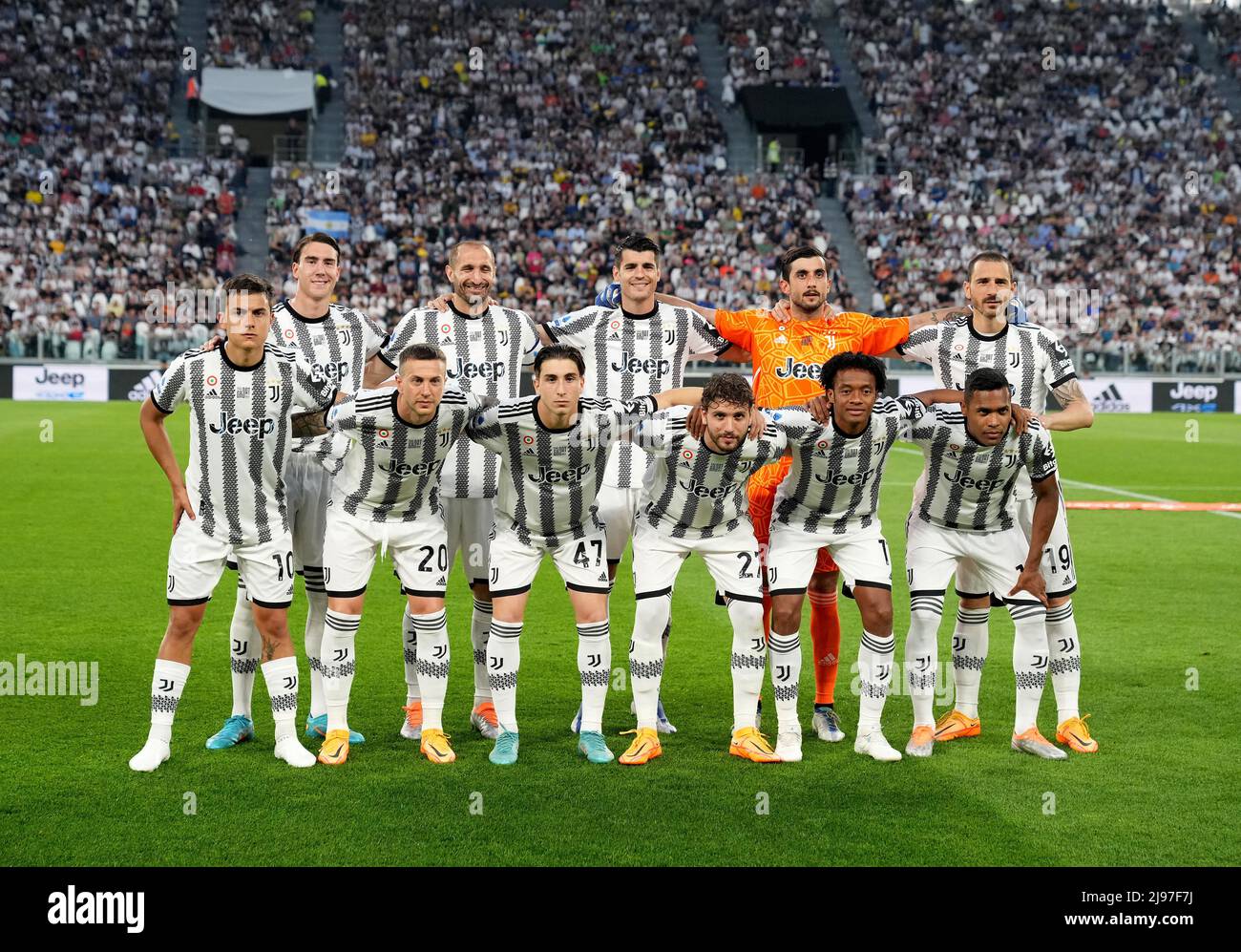 Foto Spada/Lapresse 16 Maggio 2022 - Torino, Italia Sport, Calcio Juventus vs Lazio - Campionato italiano di calcio série A TIM 2021/2022 - Stadio Allianz Nella foto: Formazione juventus photo Spada/Lapresse Mai 16, 2022 - Turin ,Italie Sport, Soccer Juventus vs Lazio - - Italien Serie A football Championship 2021/2022 - Allianz Stadium dans la photo: juventus line up start onze/ PRESSINPHOTO Banque D'Images
