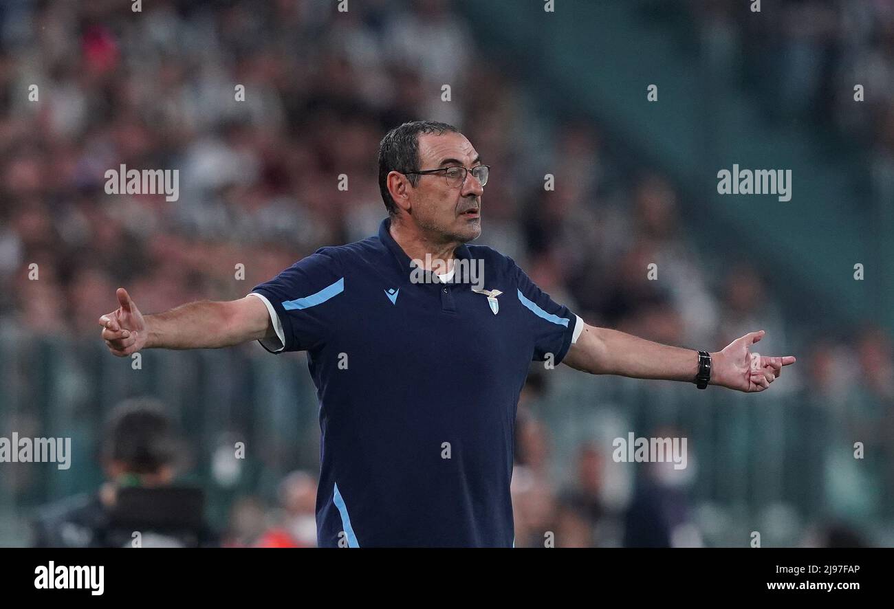 Foto Spada/Lapresse 16 Maggio 2022 - Torino, Italia Sport, Calcio Juventus vs Lazio - Campionato italiano di calcio Serie A TIM 2021/2022 - Stadio Allianz Nella foto: Maurizio Sarri (SS Lazio); Photo Spada/Lapresse Mai 16 , 2022 - Turin ,Italie Sport, Soccer Juventus vs Latium - - Italien Serie A football Championship 2021/2022 - Allianz Stadium sur la photo: Maurizio Sarri (SS Lazio);/ PRESSINPHOTO Banque D'Images