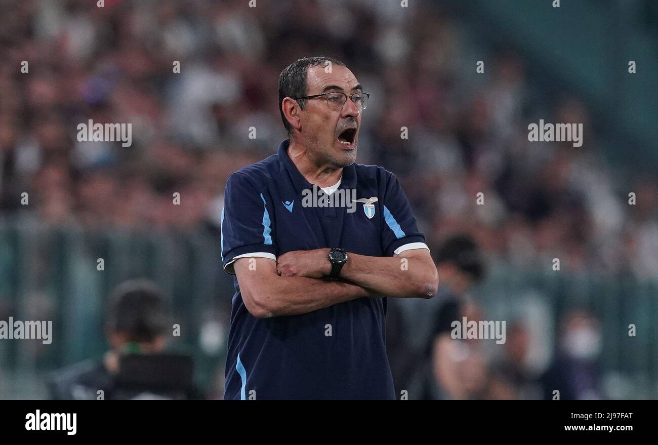 Foto Spada/Lapresse 16 Maggio 2022 - Torino, Italia Sport, Calcio Juventus vs Lazio - Campionato italiano di calcio Serie A TIM 2021/2022 - Stadio Allianz Nella foto: Maurizio Sarri (SS Lazio); Photo Spada/Lapresse Mai 16 , 2022 - Turin ,Italie Sport, Soccer Juventus vs Latium - - Italien Serie A football Championship 2021/2022 - Allianz Stadium sur la photo: Maurizio Sarri (SS Lazio);/ PRESSINPHOTO Banque D'Images