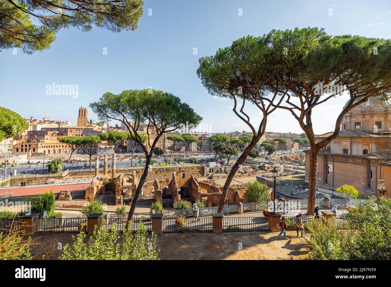 Vue panoramique sur l'ancienne ville romaine de Rome Banque D'Images