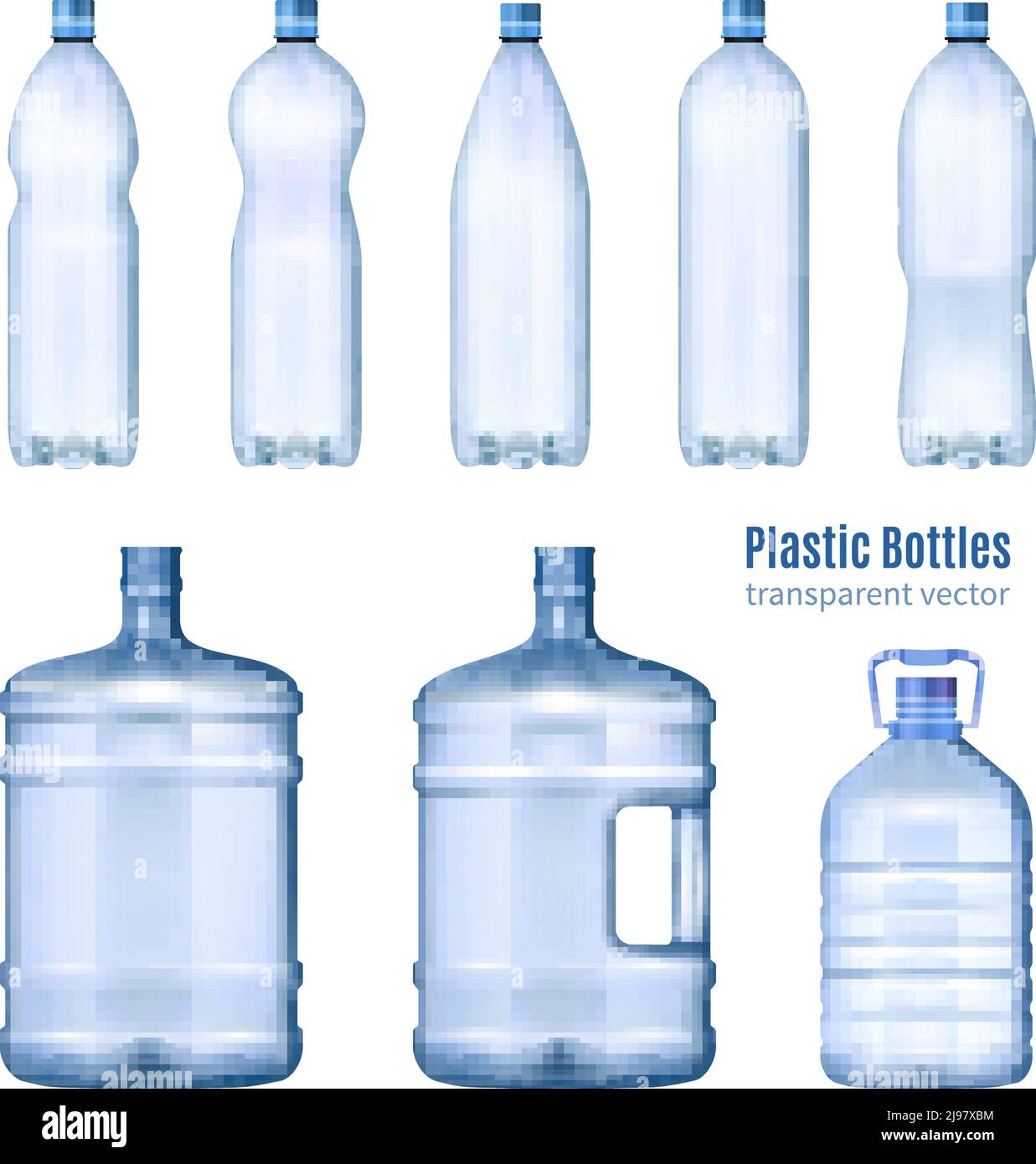 Bouteilles d'eau en plastique ensemble réaliste de grands récipients pour refroidisseur et petite tare pour la vente au détail illustration vectorielle isolée Illustration de Vecteur