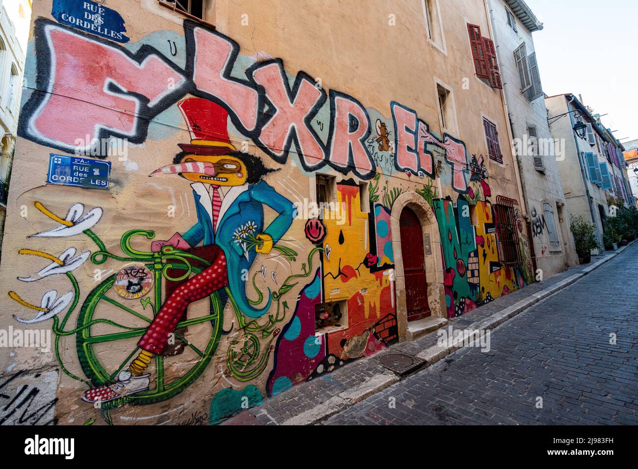 France. Marseille. Bouche-du-Rhône (13). Le quartier de Panier. Fresque murale Banque D'Images