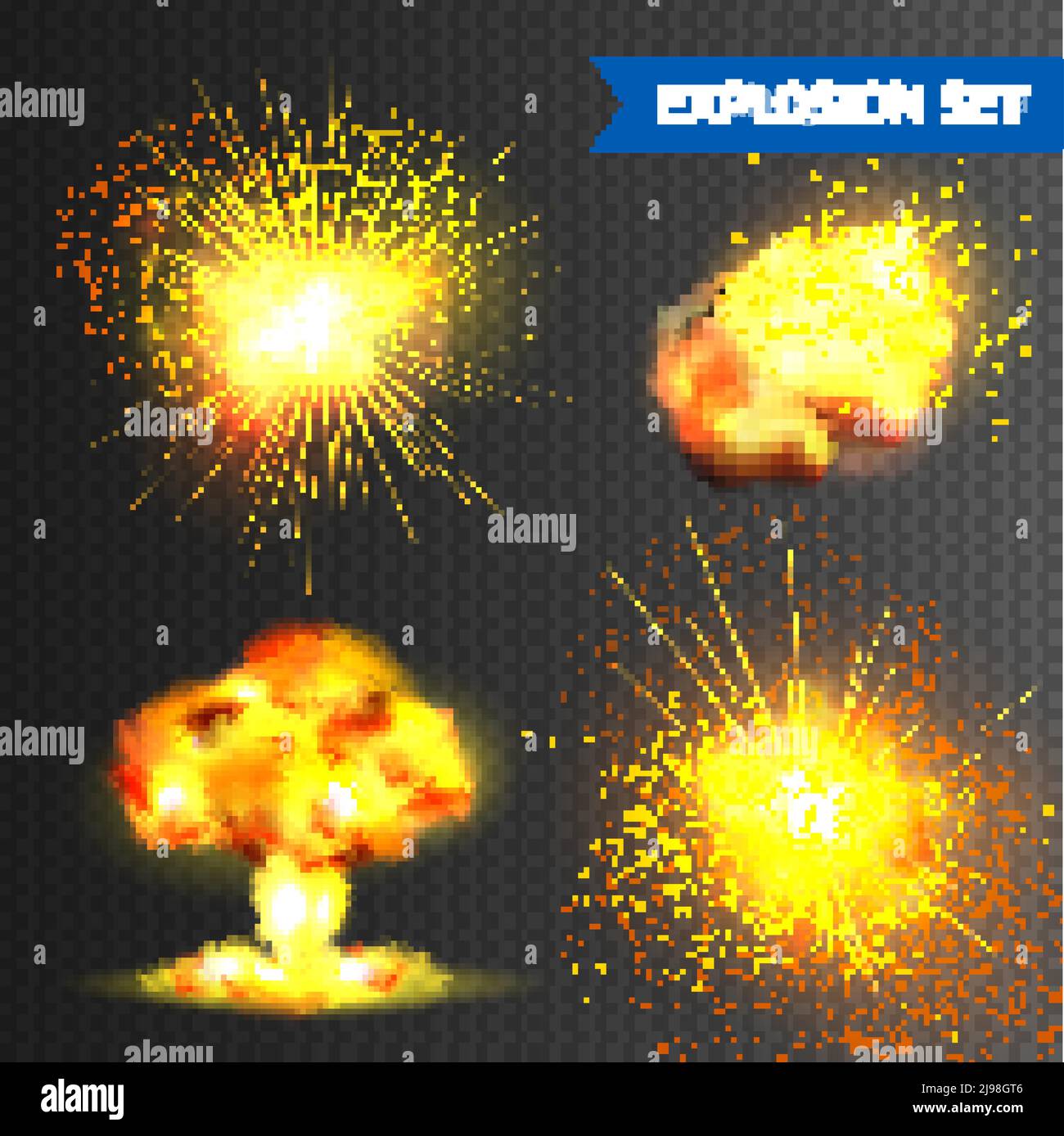Explosions réalistes de bombes ou de feux d'artifice isolées sur fond transparent illustration vectorielle Illustration de Vecteur