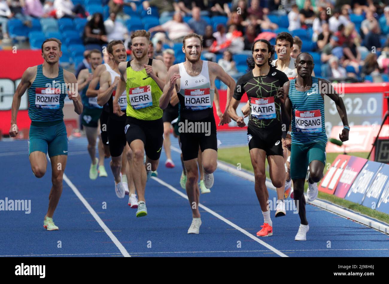 21st mai 2022 ; Alexander Stadium, Birmingham, Midlands, Angleterre ; M&#xfc;ller Birmingham Diamond League Athletics: Abel Kipseng KEN remporte le Mens 1500m en un temps de 3:35,15 Mohamed Katir ESP était deuxième en un temps de 3:35:62 avec Oliver Hoare NZ troisième en un temps de 3:35,76 Banque D'Images