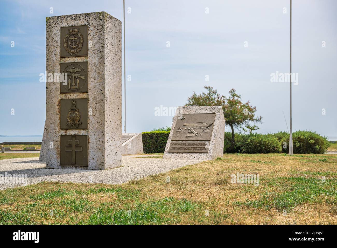 Pointe de grave, Gironde, France – Un mémorial aux Marines royales sur l'opération Frankton, souvent connue sous le nom de héros Cockleshell Banque D'Images