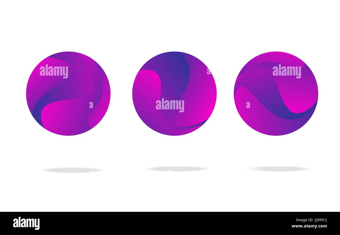 Ensemble de badges abstraits, d'icônes ou de formes aux couleurs violettes tendance Illustration de Vecteur
