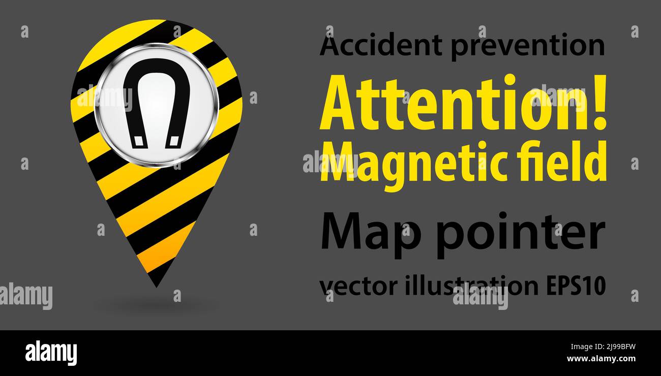 Pointeur de carte. Champ magnétique d'attention. Informations de sécurité. Conception industrielle. Illustration vectorielle Illustration de Vecteur