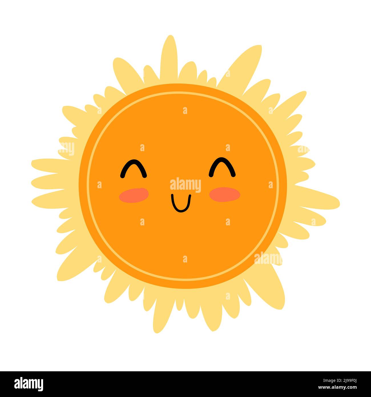 Soleil éclatant. Sourire souriant visage. Illustration de Vecteur