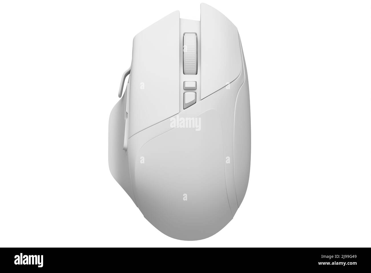 Souris d'ordinateur de jeu sans fil moderne sur un tapis professionnel isolé sur un arrière-plan blanc monochrome. 3d rendu de l'équipement de diffusion en direct pour les jeux sur le cloud a Banque D'Images