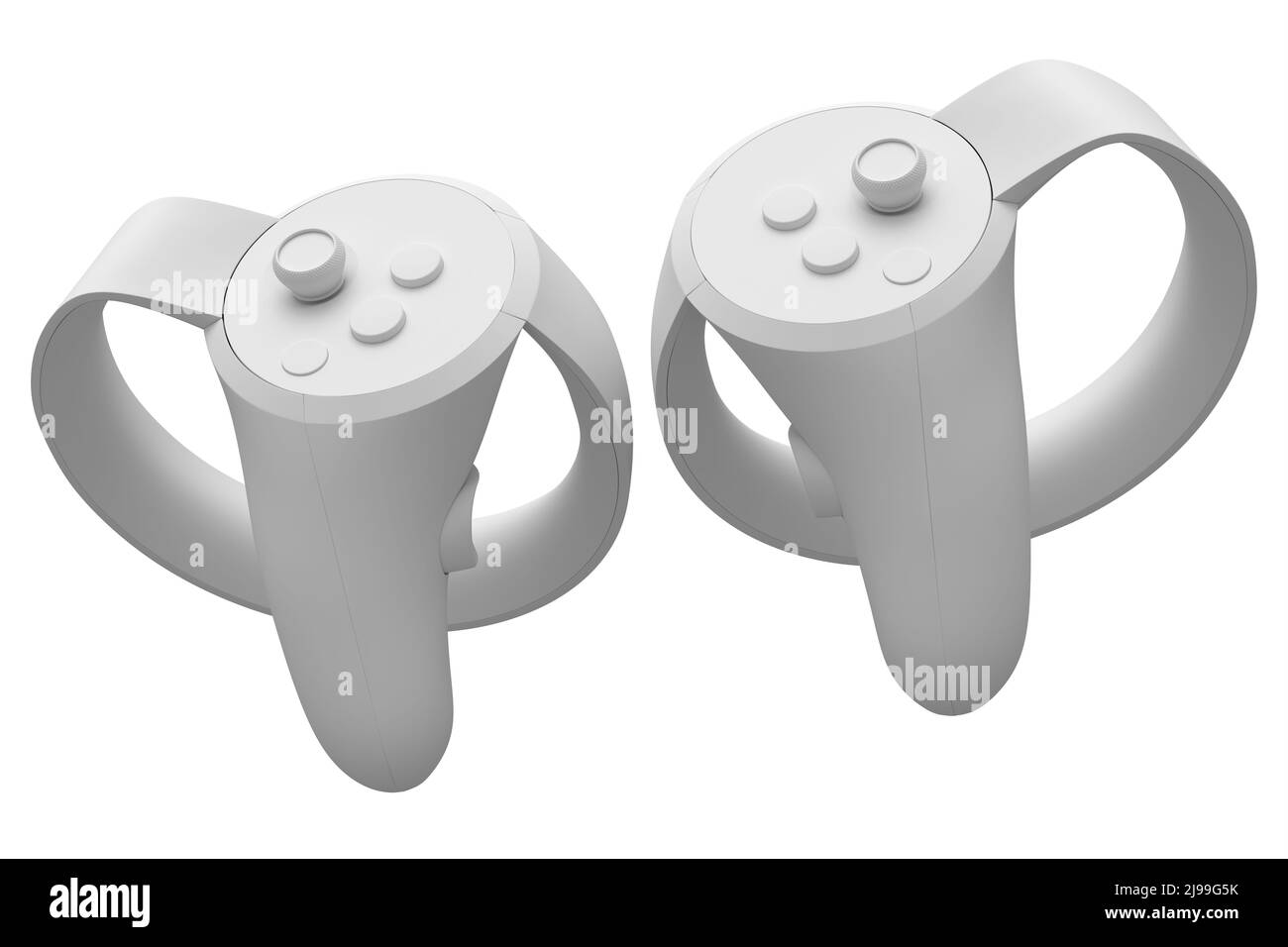 Contrôleurs de réalité virtuelle pour les jeux en ligne et dans le cloud sur fond blanc monochrome. 3D rendu de l'appareil pour la réalité augmentée ou VR Banque D'Images