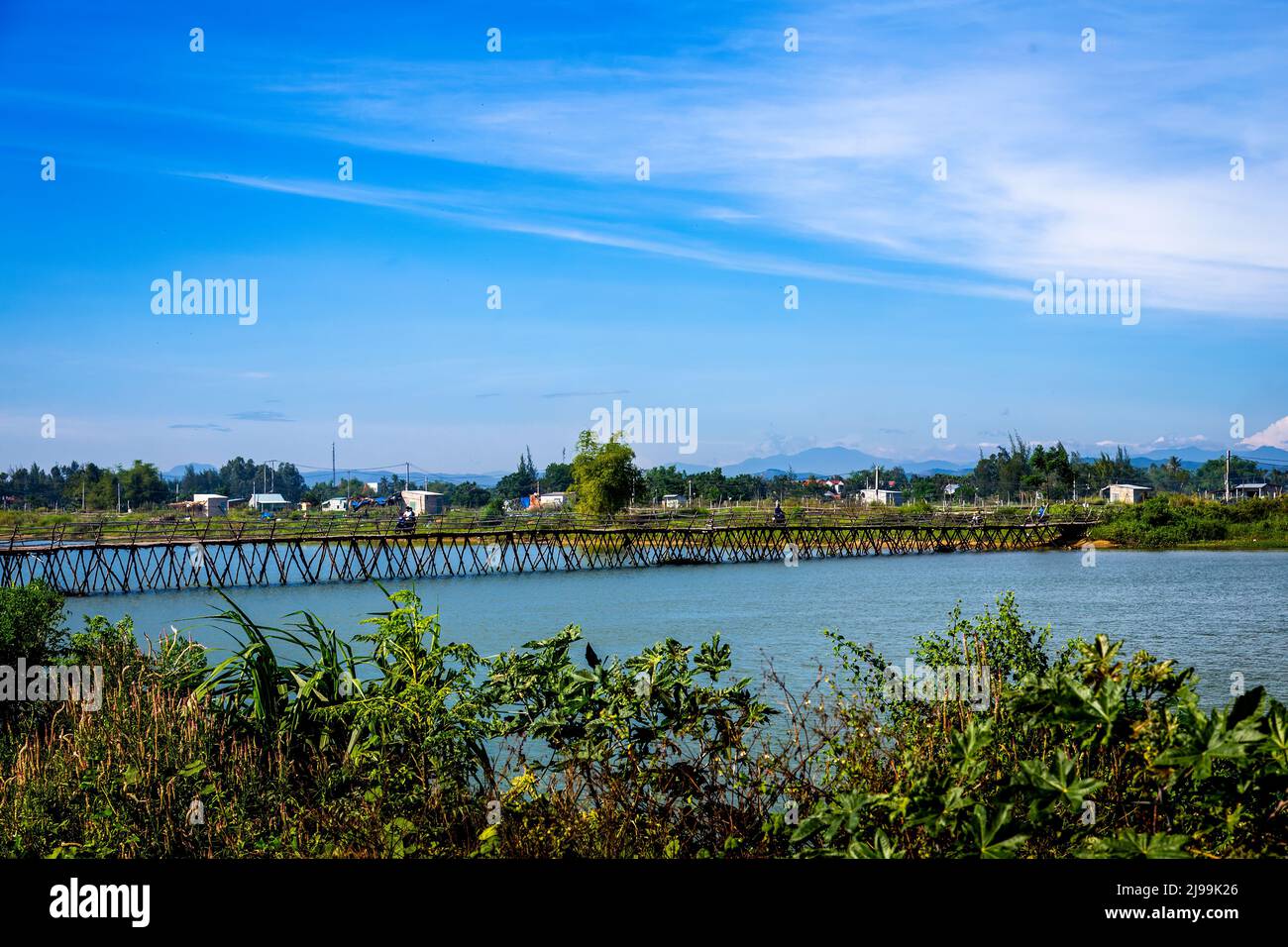 CAM Kim Island pont en bois près de Hoi an. Moto uniquement. Banque D'Images