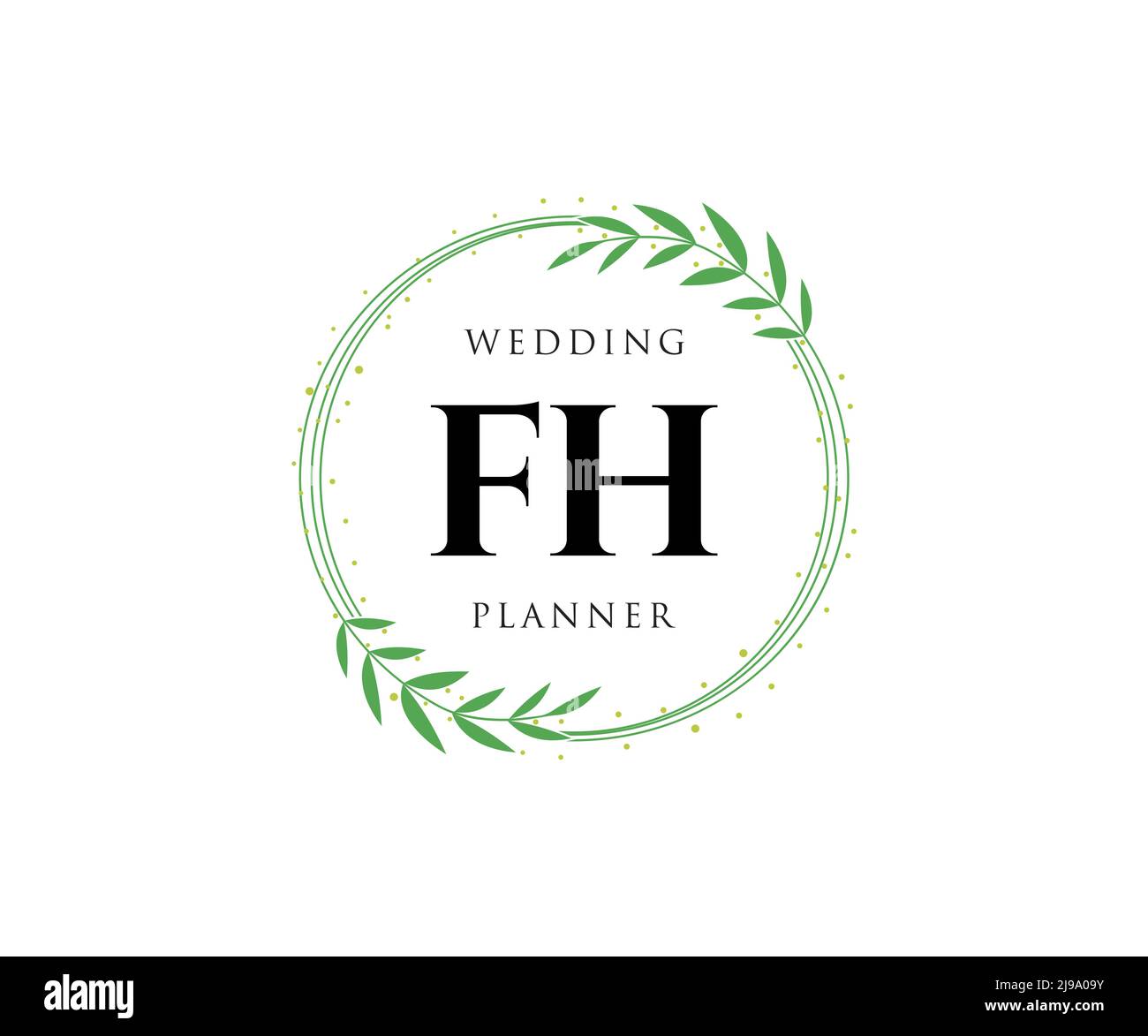 FH initiales lettre mariage monogramme logos collection, dessin à la main moderne minimaliste et modèles floraux pour cartes d'invitation, Save the Date, élégant Illustration de Vecteur