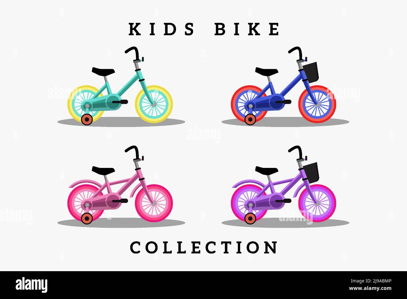 collection d'illustrations plates pour vélo pour enfants Illustration de Vecteur