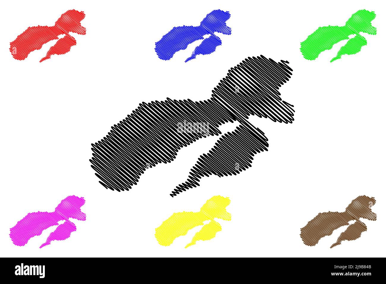 Illustration vectorielle de la carte de l'île d'Ambon (République d'Indonésie, Asie du Sud-est, îles de Maluku), esquisse griffée carte d'Ambon Illustration de Vecteur