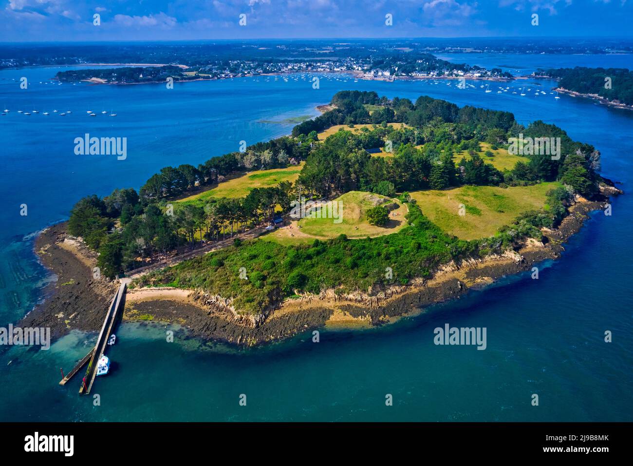 France, Morbihan, Golfe du Morbihan, Larmor Baden, Ile de Gavrinis, Cairn de Gavrinis datant de 3500 av. J.-C., Banque D'Images