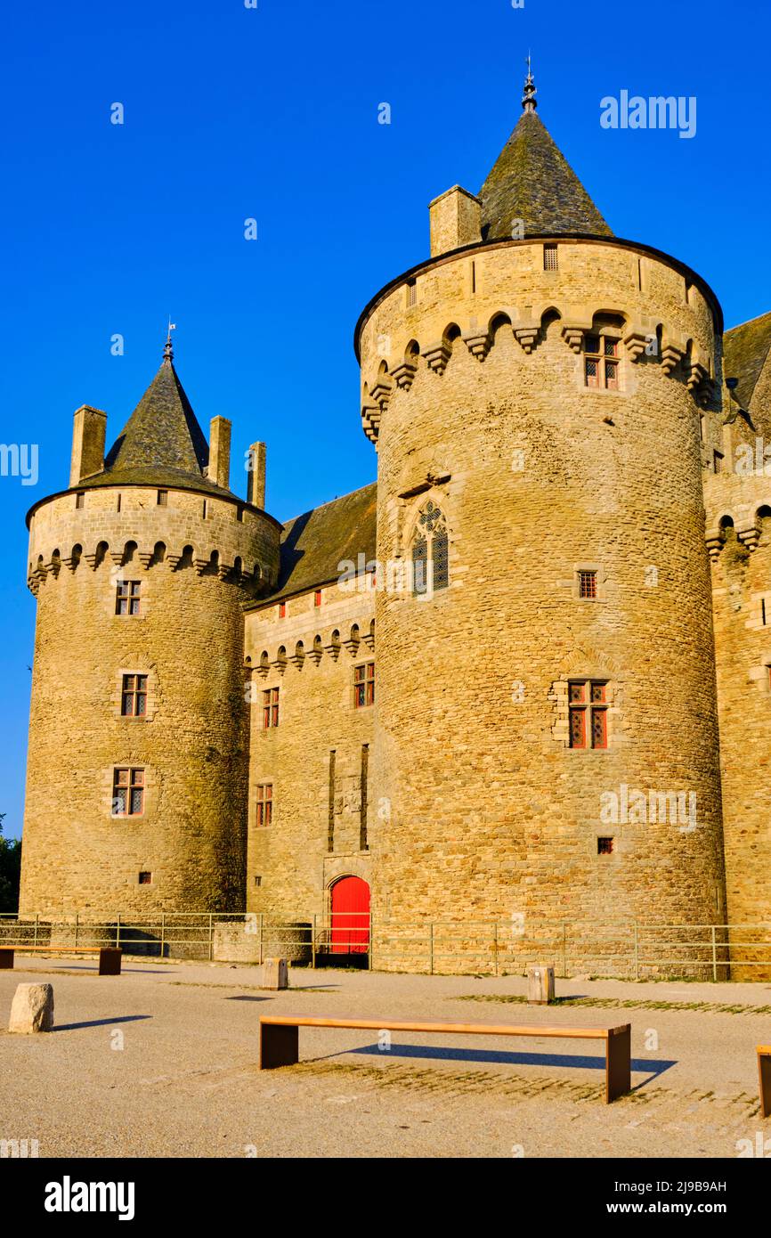 France, Morbihan, Golfe du Morbihan, péninsule de Rhuys, Sarzeau, Le château médiéval de Suscinio, résidence des Ducs de Bretagne Banque D'Images