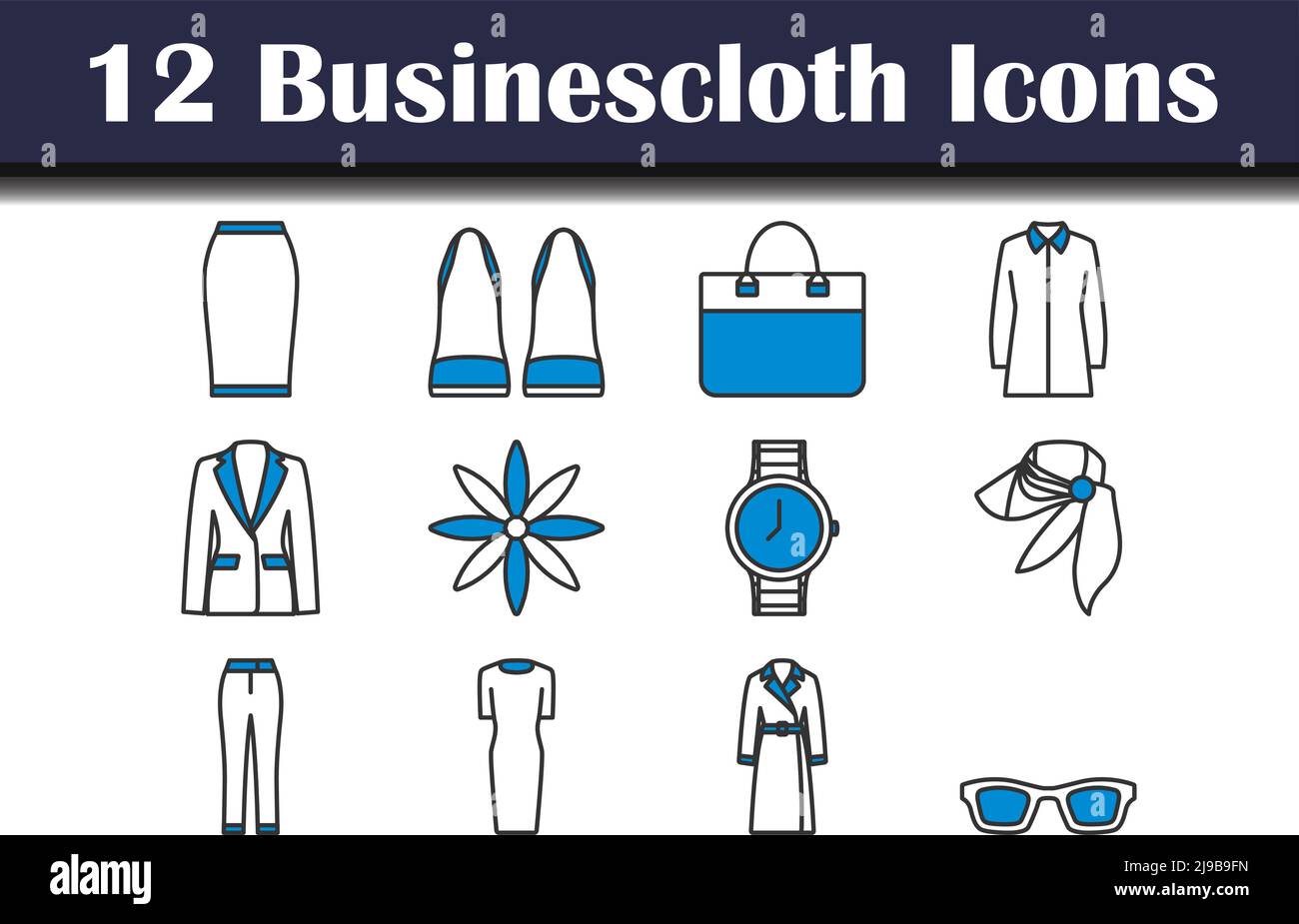 Ensemble d'icônes BusinesCloth. Contour gras modifiable avec Color Fill Design. Illustration vectorielle. Illustration de Vecteur