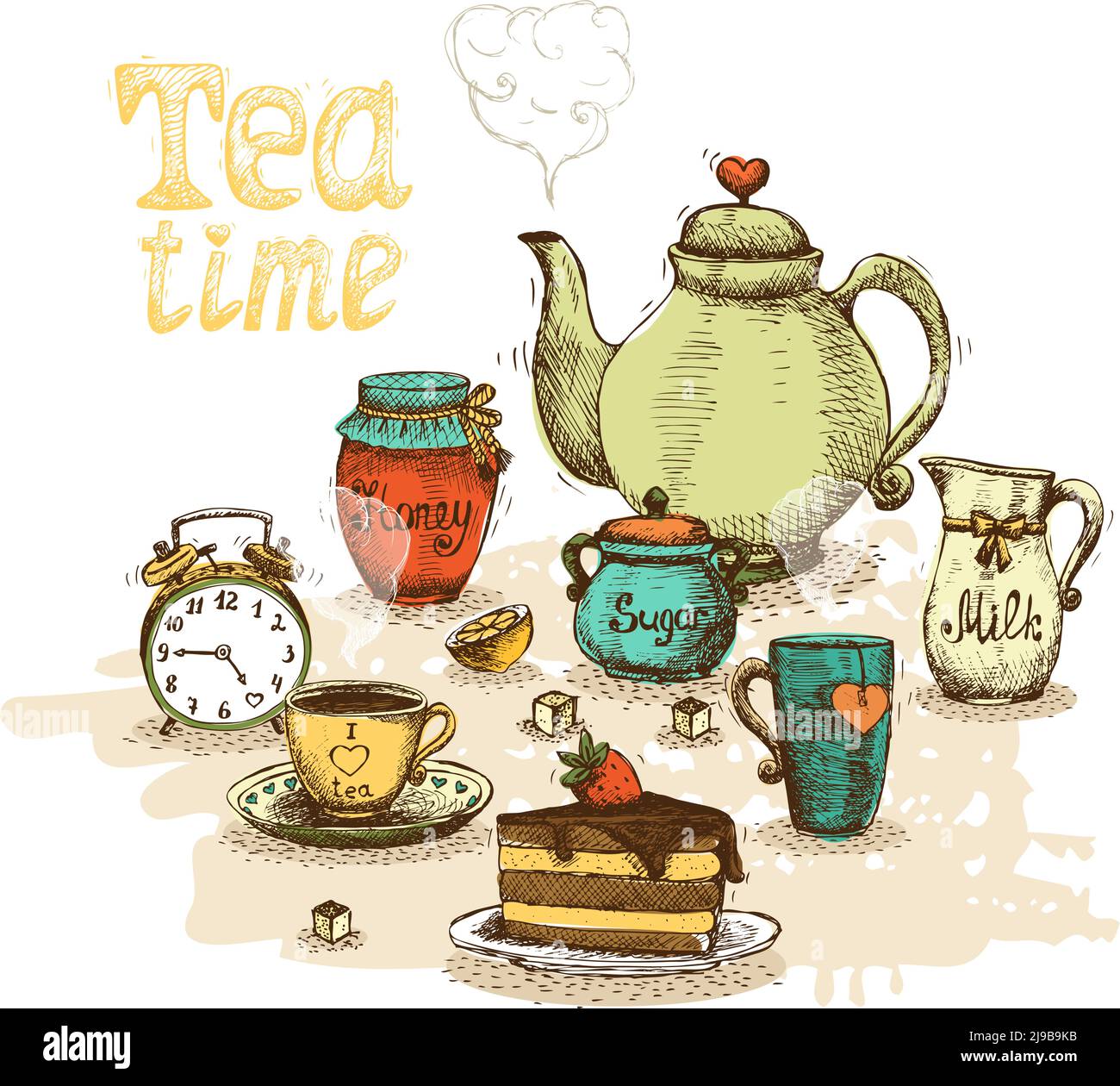 L'heure du thé la vie encore vecteur illustration Illustration de Vecteur