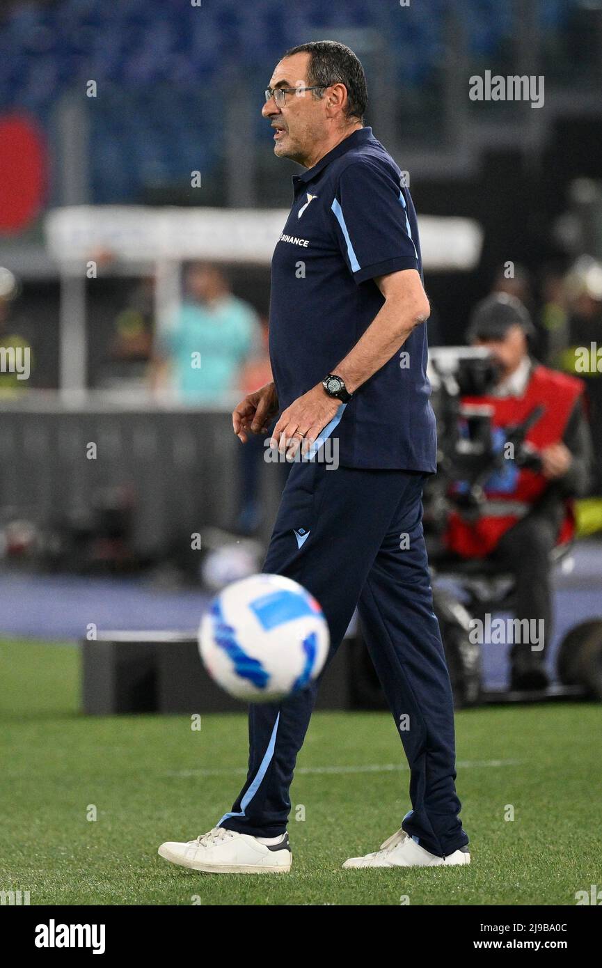 Foto Fabrizio Corradetti / LaPresse21 Maggio 2022 Roma, Italia sport calcio SS Lazio vs Hellas Verona - Campionato di calcio série A TIM 2021/2022 - Stadio Olimpico. Nella foto: Maurizio Sarri coach (SS Lazio) 21st mai 2022 Rome, Italie sport football SS Lazio vs Hellas Verona - Italien football Championship League A TIM 2021/2022 - Olimpico Stadium in the pic: Maurizio Sarri coach (SS Lazio) Banque D'Images
