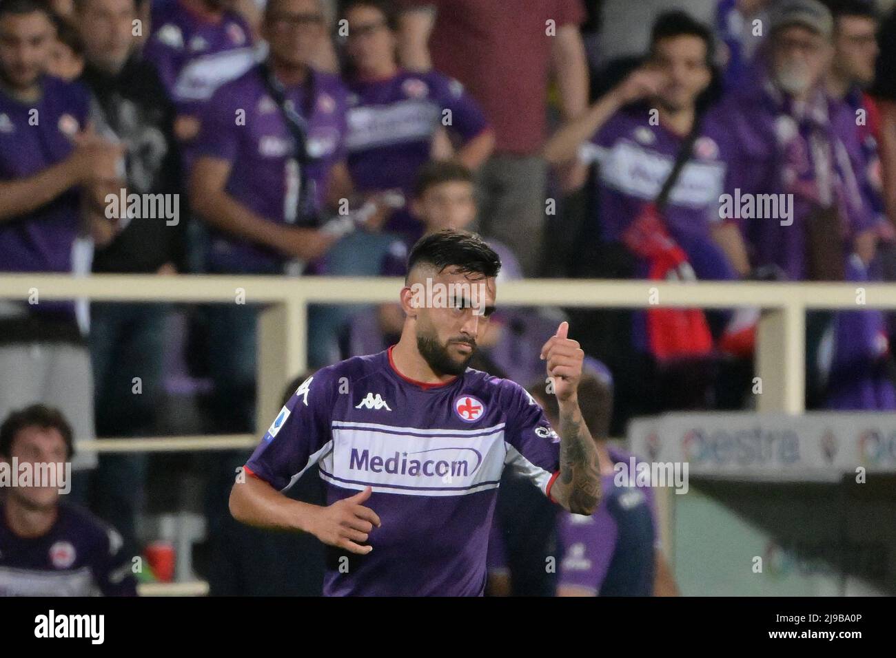 Foto Alfredo Falcone / LaPresse21/05/2022 Firenze, ItaliaSport CalcioFiorentina-Juventus - Campionato di Calcio Serie A 2021/2022 - Stadio Artemio Franchi di FirenzeNella foto: Esultanza gonzalezphoto Alfredo Falcone / LaPresse21/05/2022 Florence, ItalySport Socerentina Fiorentina - championnat d'Italie de football de la Juvento - socherchi de la Fañez - le stade de football de la Fañez de la Fañez - le stade de la Fañez de la Fañez - 2021/2022 Banque D'Images