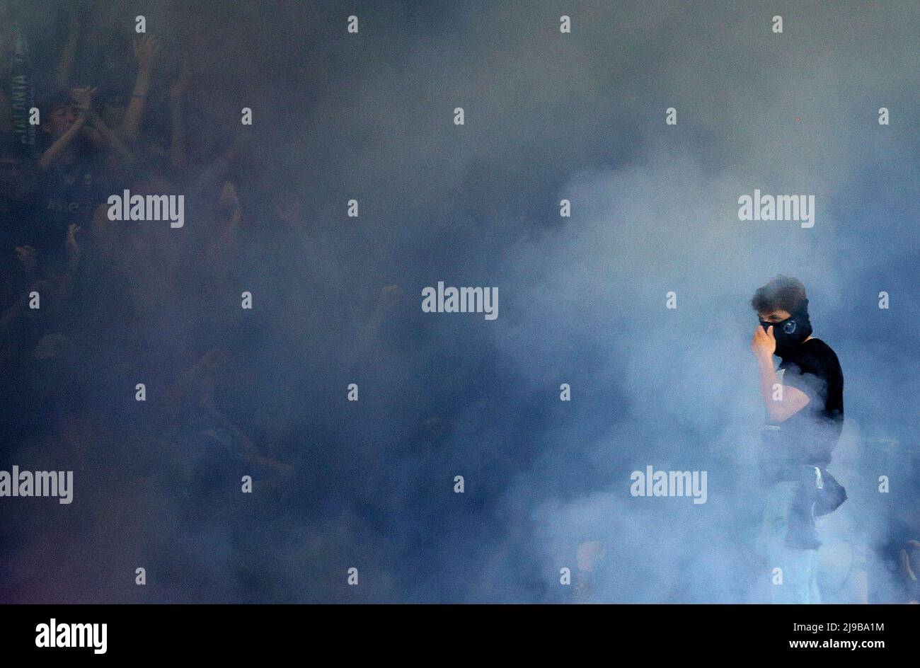 Foto Spada/Lapresse 21 maggio 2022 - Bergame , Italia Sport, Calcio Atalanta vs Empoli - Campionato italiano di calcio Serie A TIM 2021/2022 - Stadio Gewiss Nella foto: tifosi Atalanta photo Spada/Lapresse Mai 21, 2022 - Bergame ,Italie Sport, Soccer Atalanta vs Empoli - Italien Serie A football Championship 2021/2022 - Gewiss Stadium dans la photo: Atalanta fans Banque D'Images