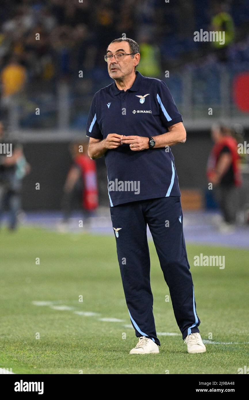 Foto Fabrizio Corradetti / LaPresse21 Maggio 2022 Roma, Italia sport calcio SS Lazio vs Hellas Verona - Campionato di calcio série A TIM 2021/2022 - Stadio Olimpico. Nella foto: Maurizio Sarri coach (SS Lazio) 21st mai 2022 Rome, Italie sport football SS Lazio vs Hellas Verona - Italien football Championship League A TIM 2021/2022 - Olimpico Stadium in the pic: Maurizio Sarri coach (SS Lazio) Banque D'Images