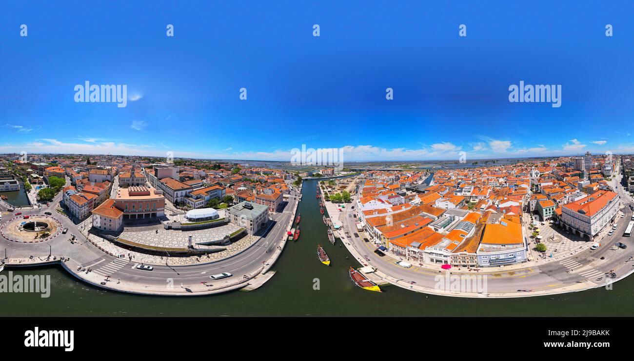 Panorama panoramique à 360 degrés de la ville d'Aveiro Banque D'Images
