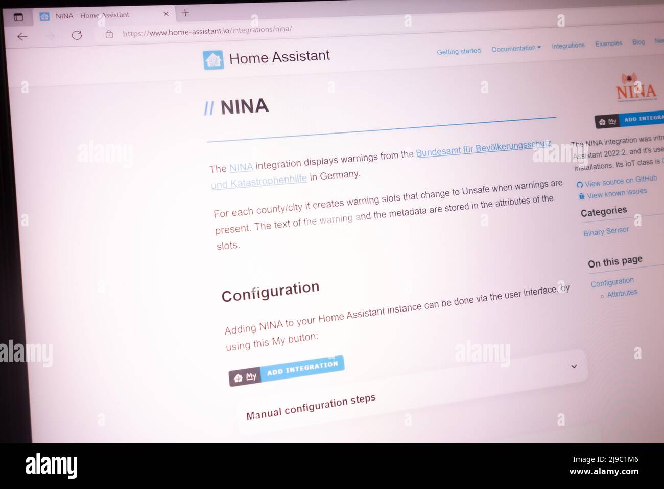 KONSKIE, POLOGNE - 21 mai 2022: Www.home-assistant.io site affiché sur l'écran de l'ordinateur portable Banque D'Images