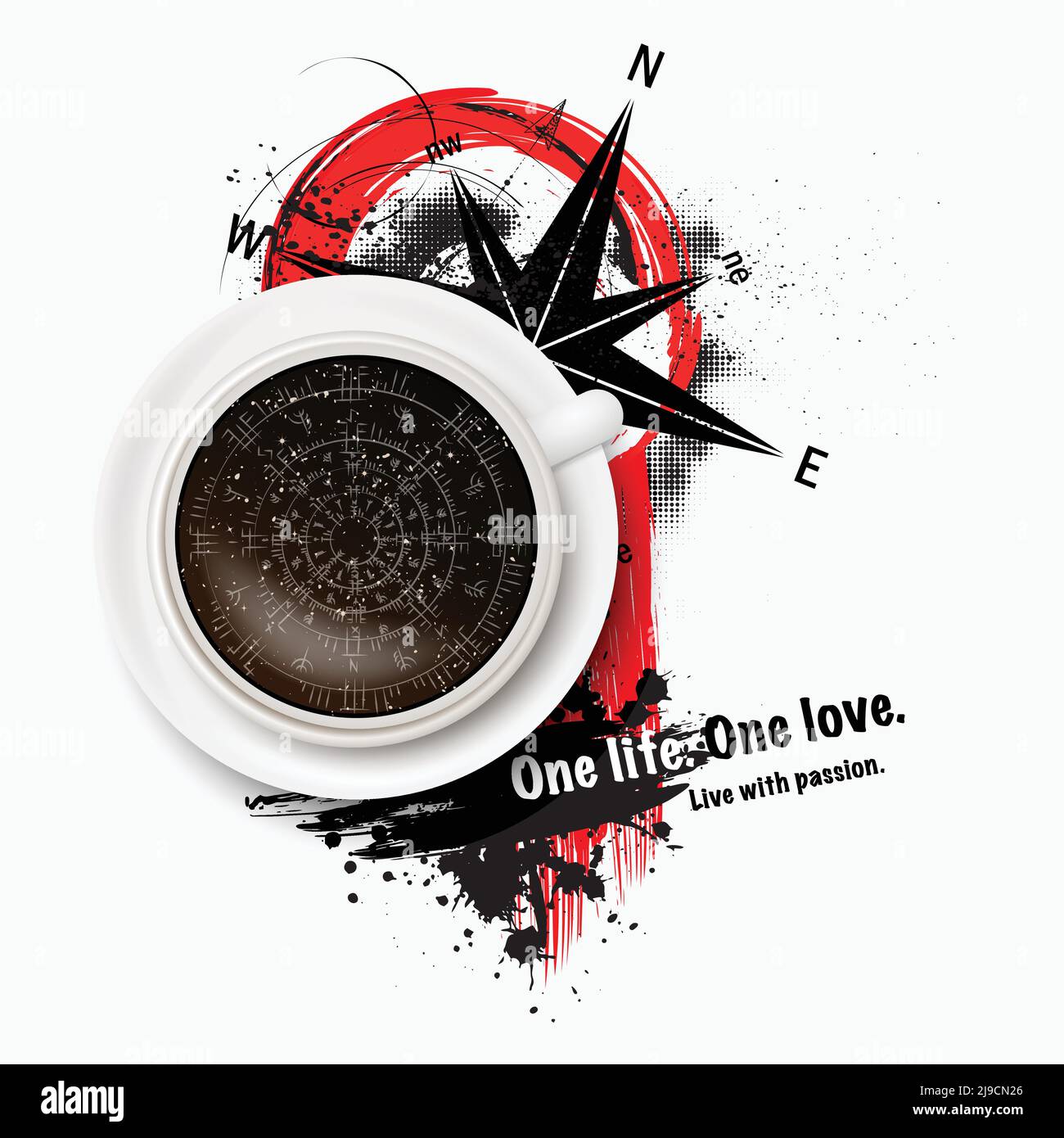 Motif café windrose à la polka poubelle Illustration de Vecteur