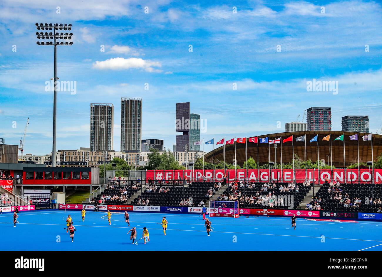 Vue générale du jeu lors du match de la FIH Hockey Pro League à Lee Valley, Londres. Date de la photo: Dimanche 22 mai 2022. Banque D'Images