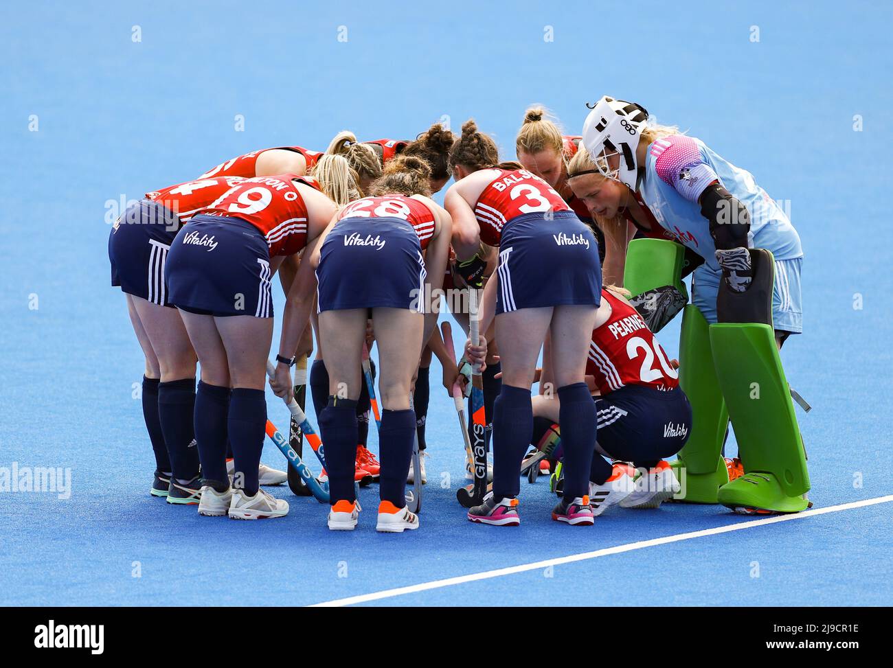 Caucus de l'Angleterre lors du match de la FIH Hockey Pro League à Lee Valley, Londres. Date de la photo: Dimanche 22 mai 2022. Banque D'Images