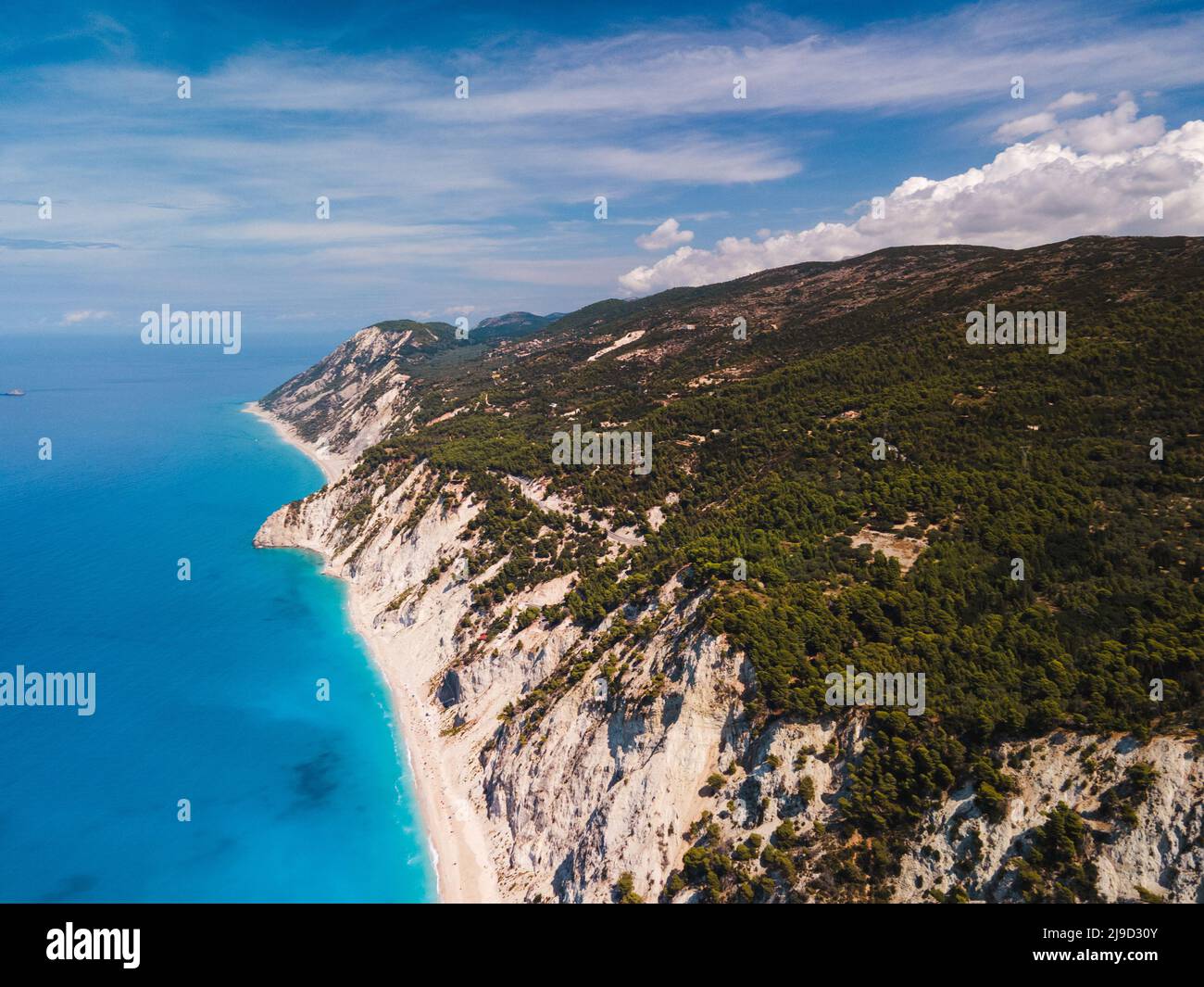 Vue aérienne de la rive de l'île de Lefkada Banque D'Images